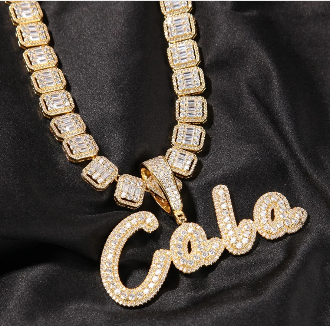 Personalized Tennis Chain 1-6 Letters Iced Out Custom Necklace-silviax