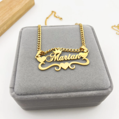 Heart Crown Necklace Personalized Custom Copper Silver Name Necklace-silviax