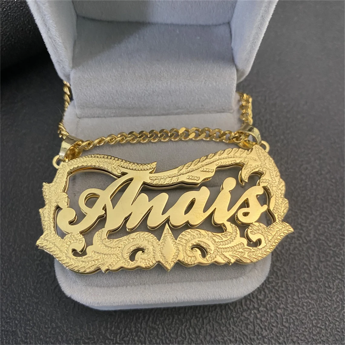 Double Plate Personalized Custom Gold Plated Name Necklace