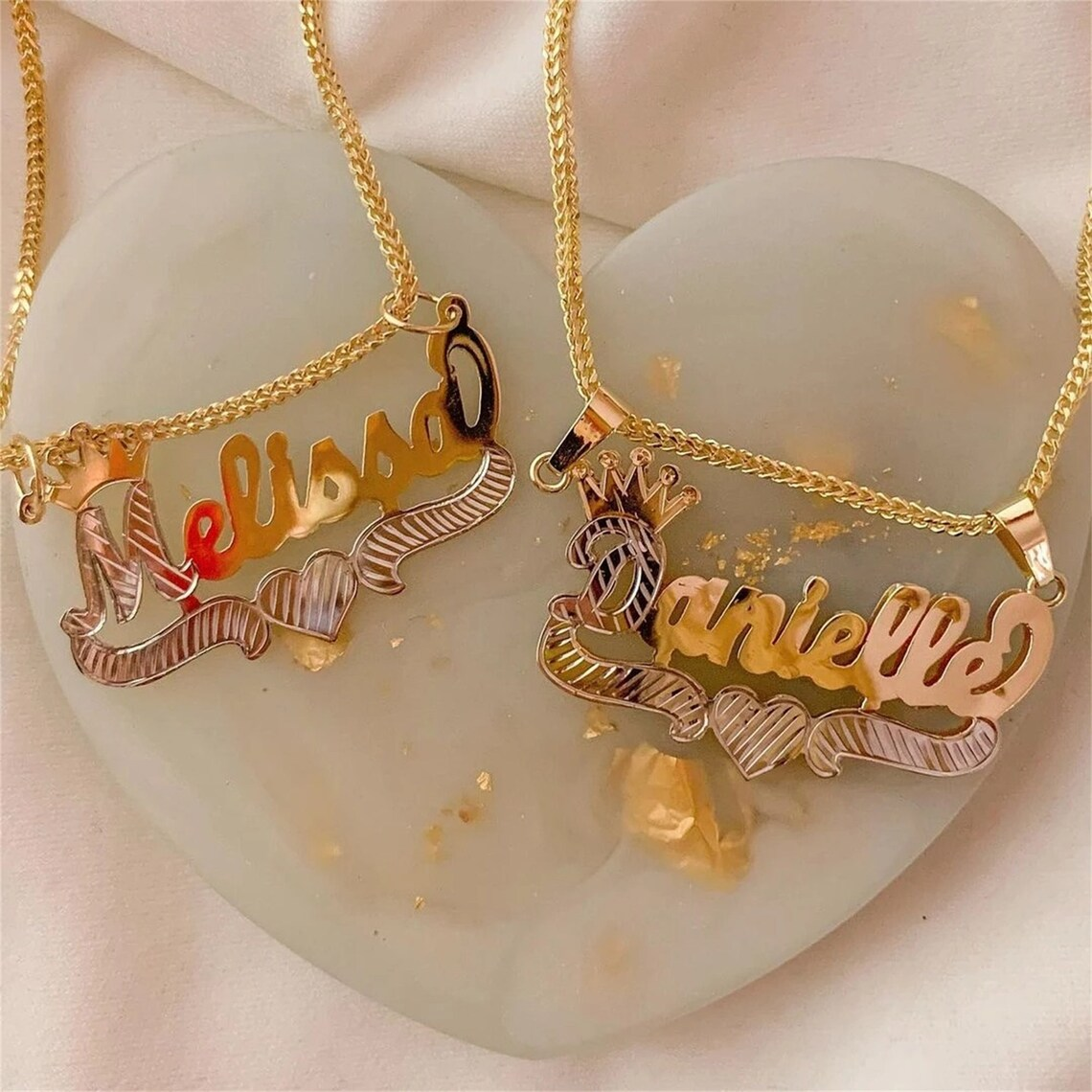 Crown Two Tone Pendant Personalized Custom Name Necklace-silviax