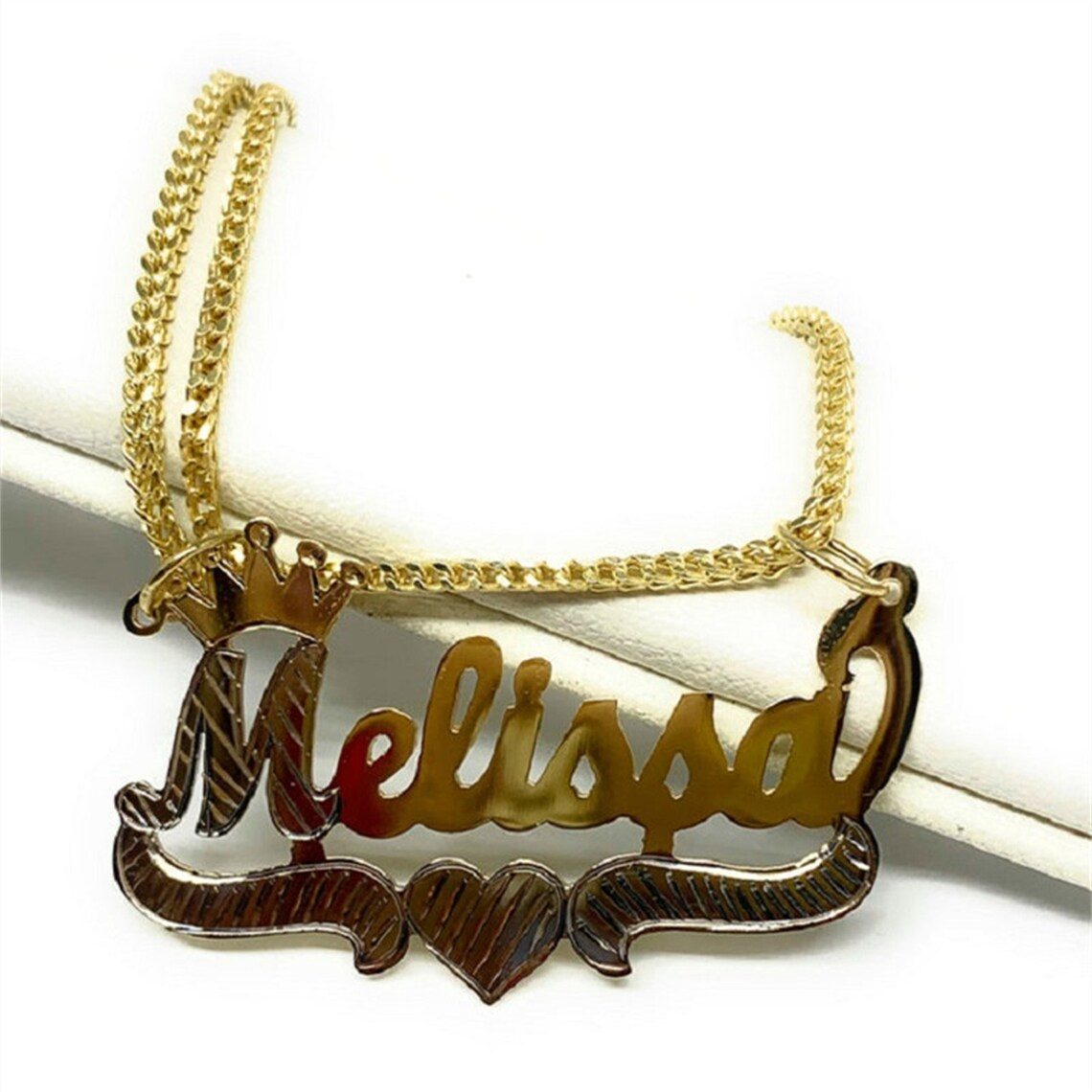 Crown Two Tone Pendant Personalized Custom Name Necklace-silviax