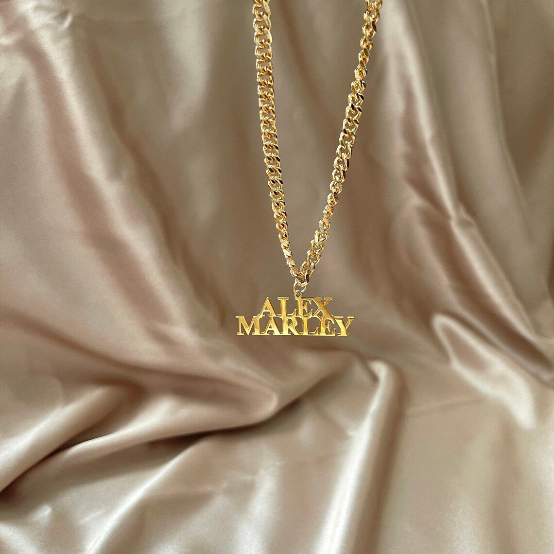 Curb Chain Two Line Personalized Custom Name Necklace-silviax