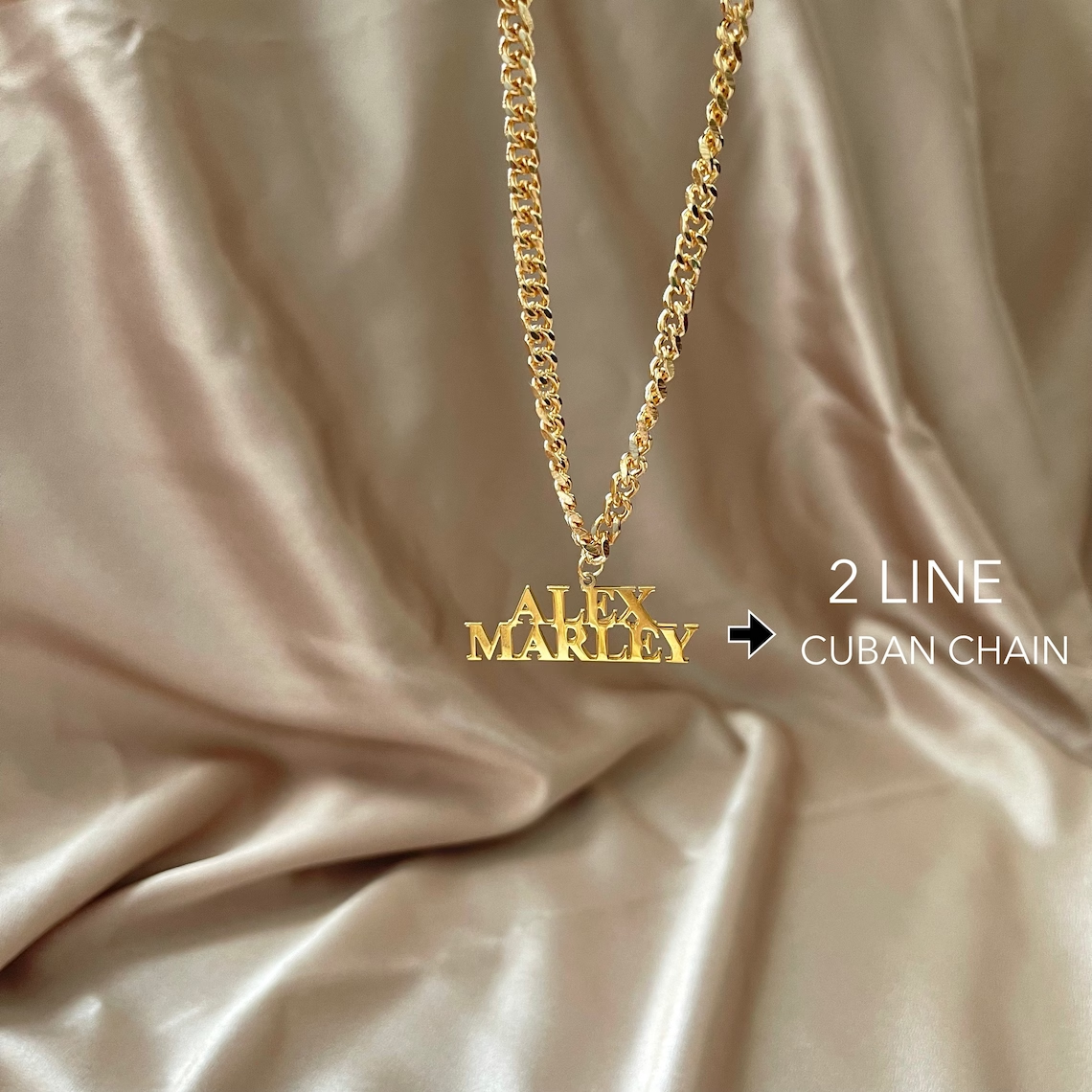 Curb Chain Two Line Personalized Custom Name Necklace-silviax