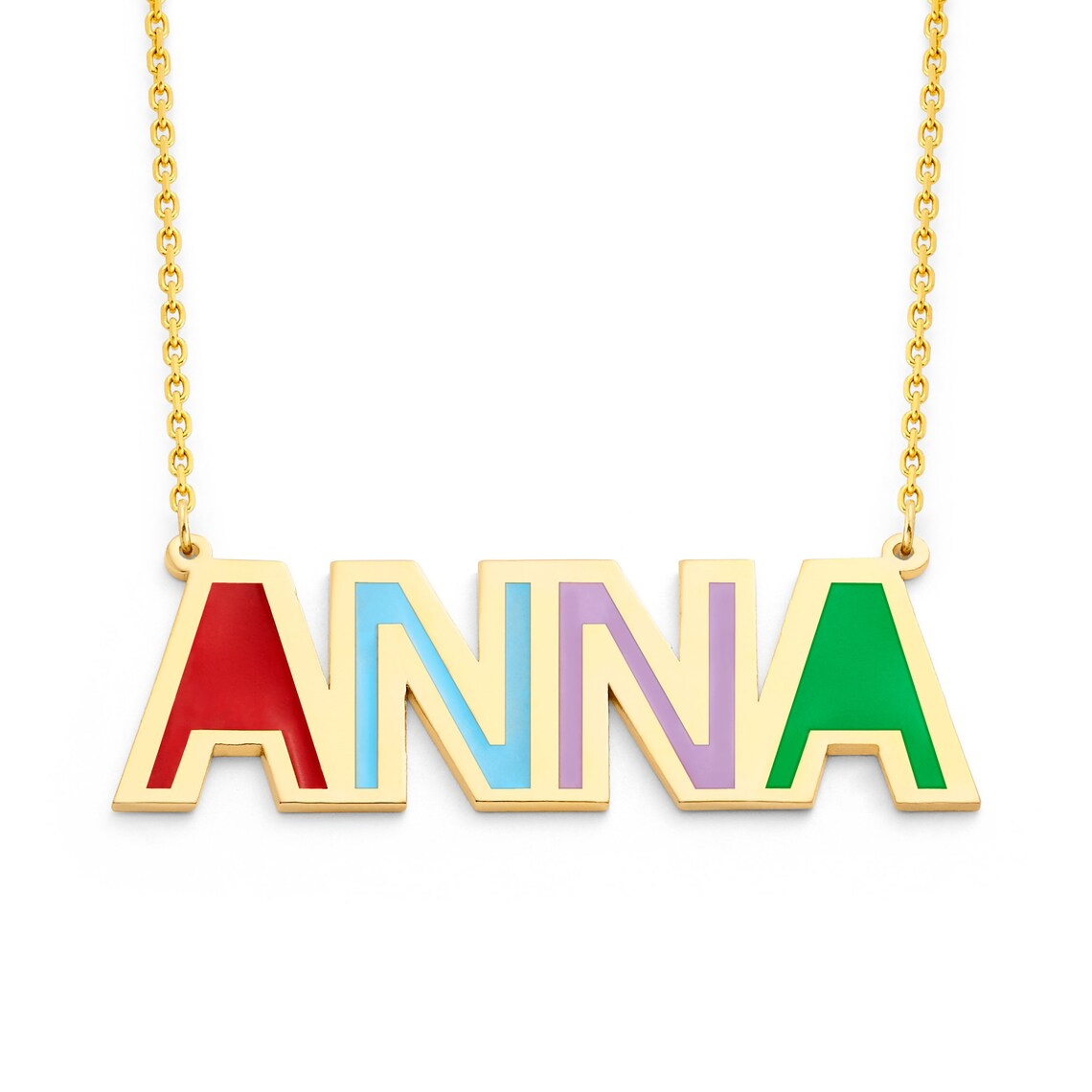 Colorful Personalized Custom Gold Plate Name Necklace-silviax