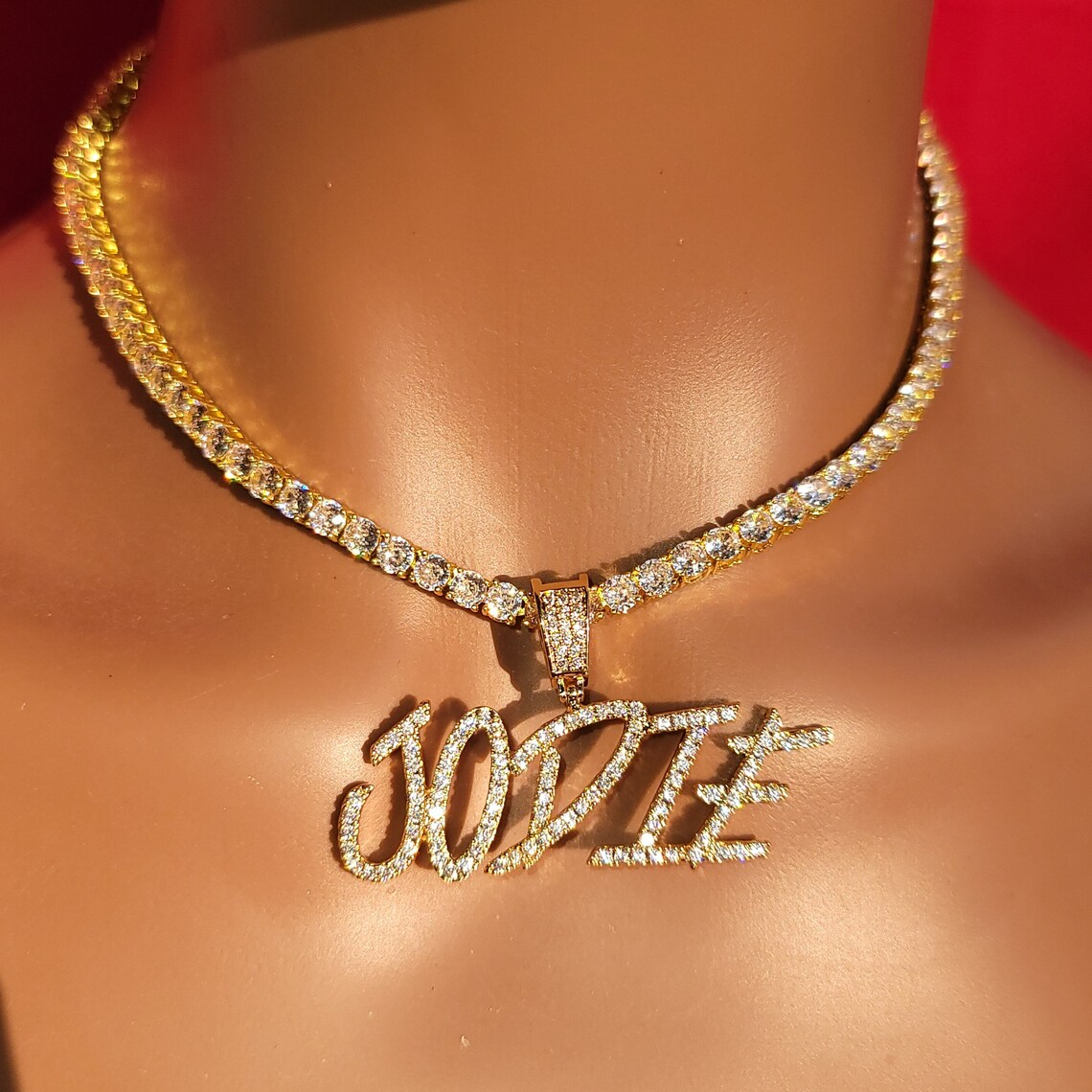 1-6 Initial Letters Zirconia Tennis Chain Iced Out Custom Name Necklace