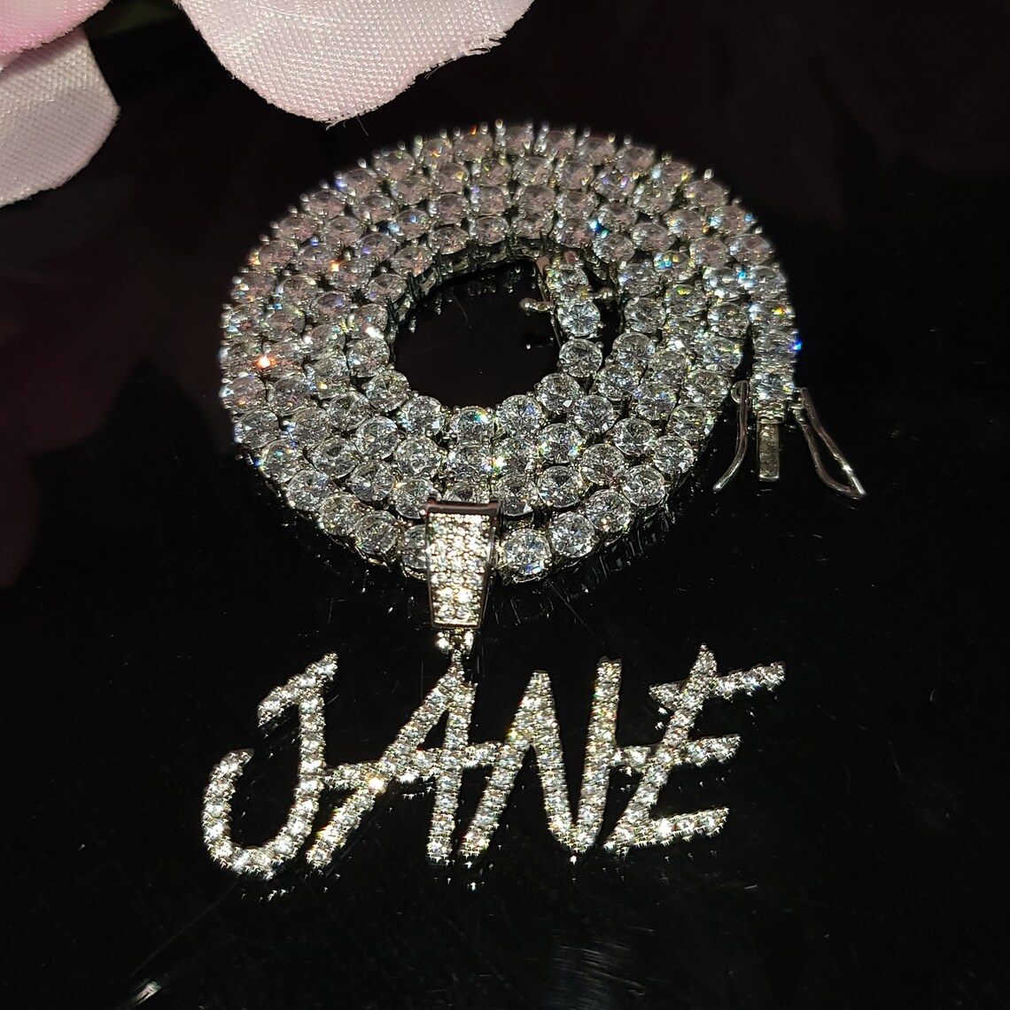 1-6 Initial Letters Zirconia Tennis Chain Iced Out Custom Name Necklace
