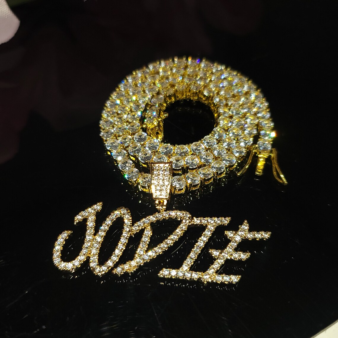 1-6 Initial Letters Zirconia Tennis Chain Iced Out Custom Name Necklace