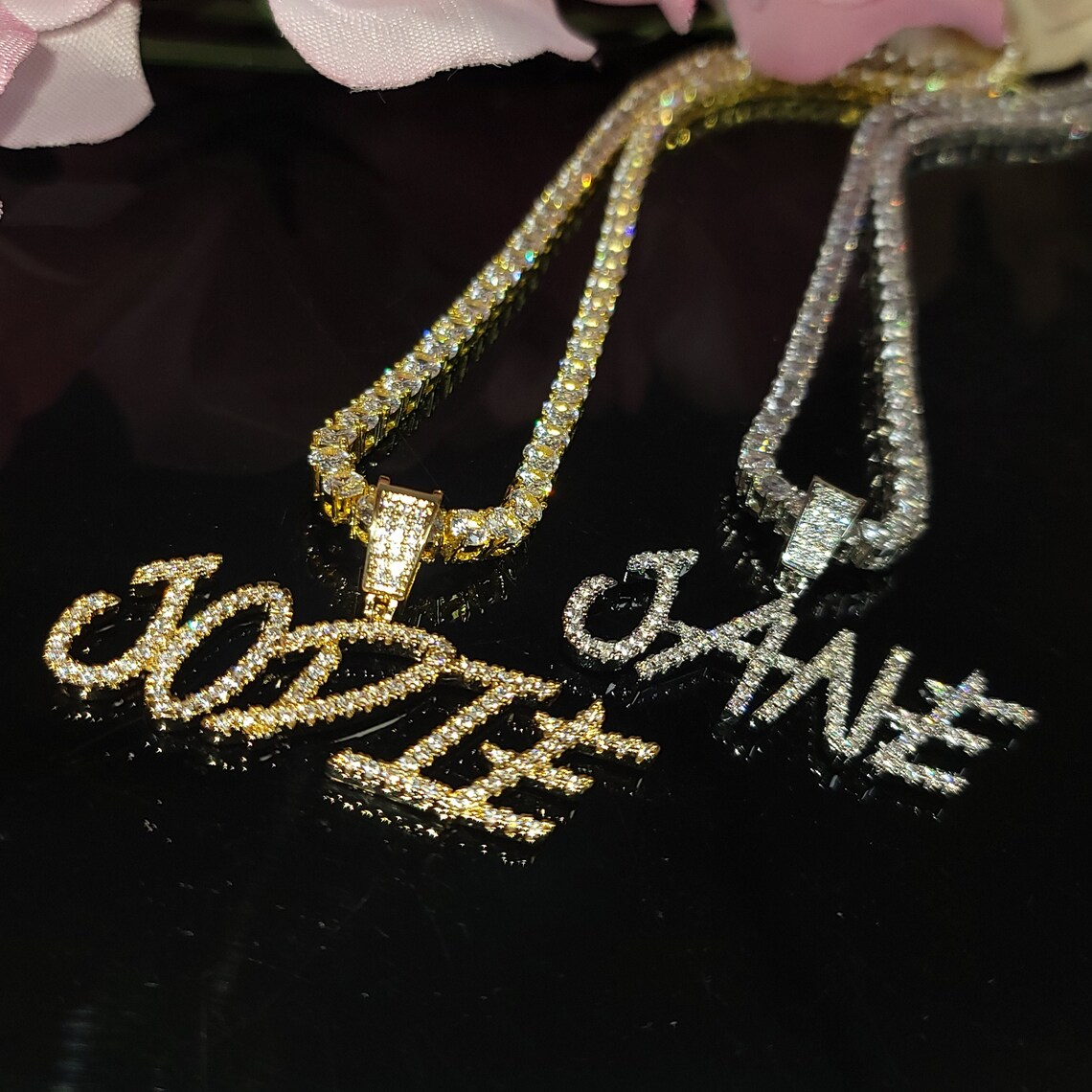1-6 Initial Letters Zirconia Tennis Chain Iced Out Custom Name Necklace