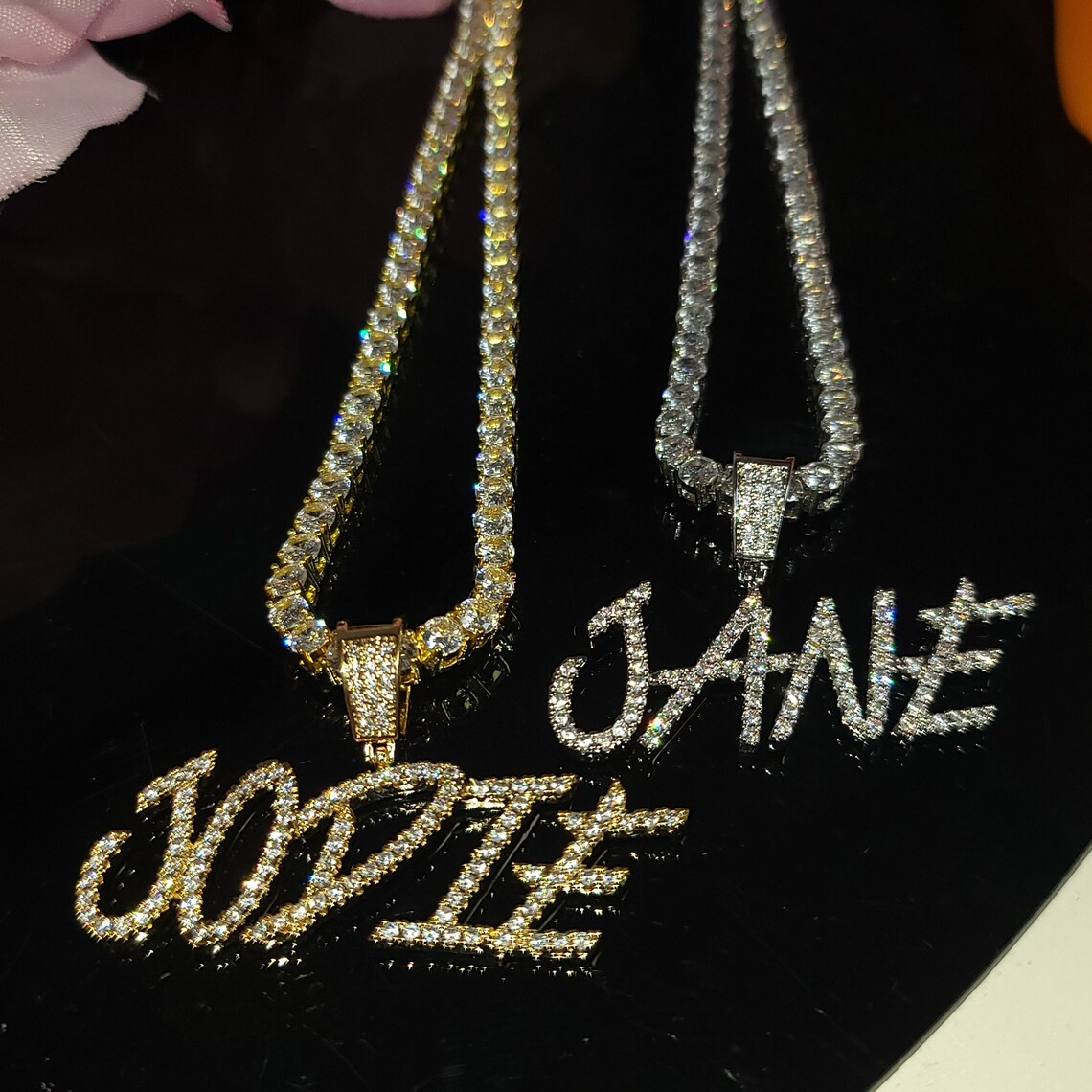 1-6 Initial Letters Zirconia Tennis Chain Iced Out Custom Name Necklace