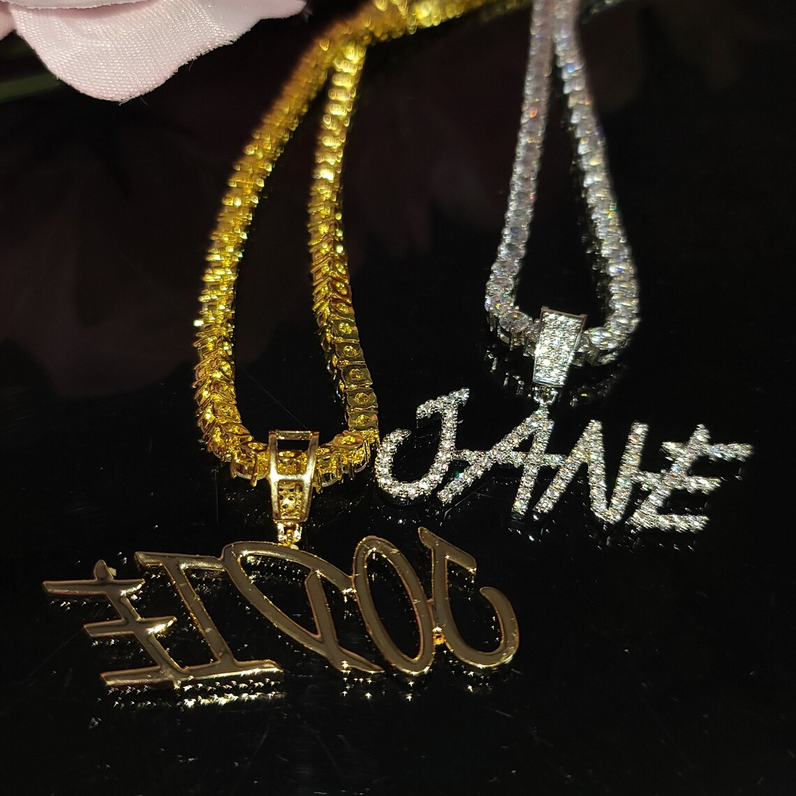 1-6 Initial Letters Zirconia Tennis Chain Iced Out Custom Name Necklace