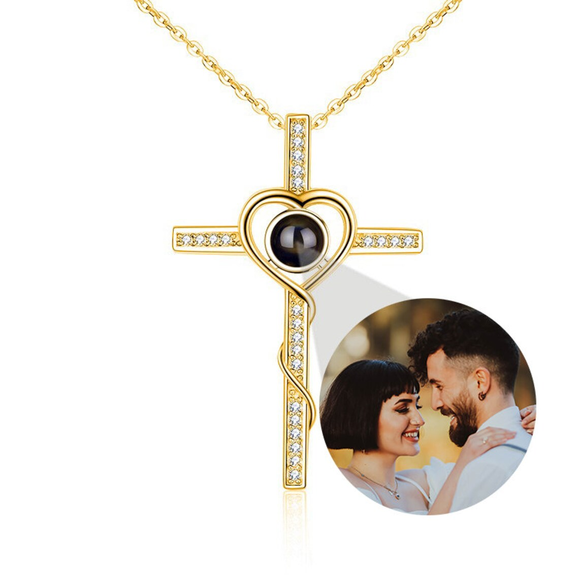 Cross Necklace Personalized Picture Inside Pendant Photo Projection Necklace