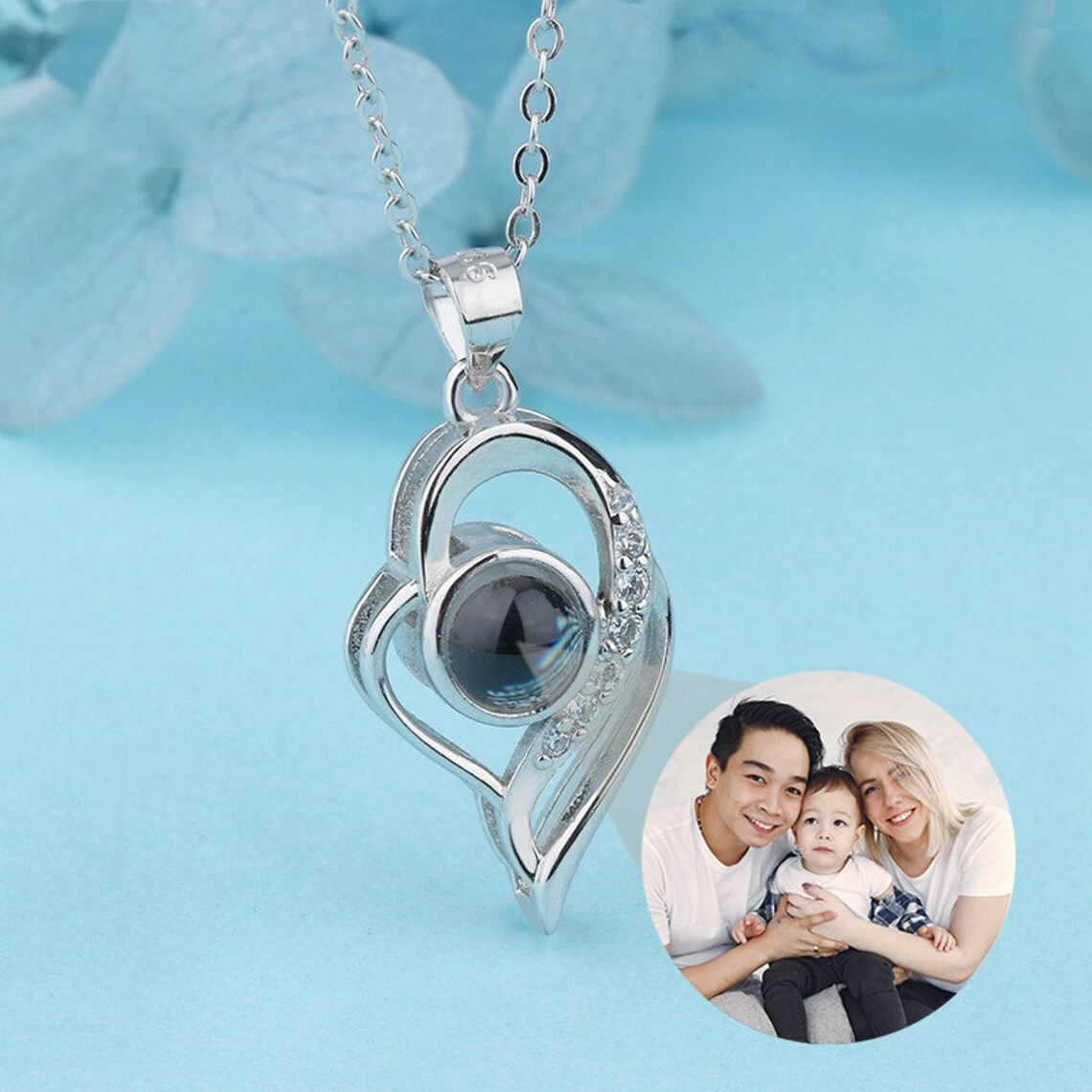 Love Heart Necklace Personalized Photo Projection Necklace