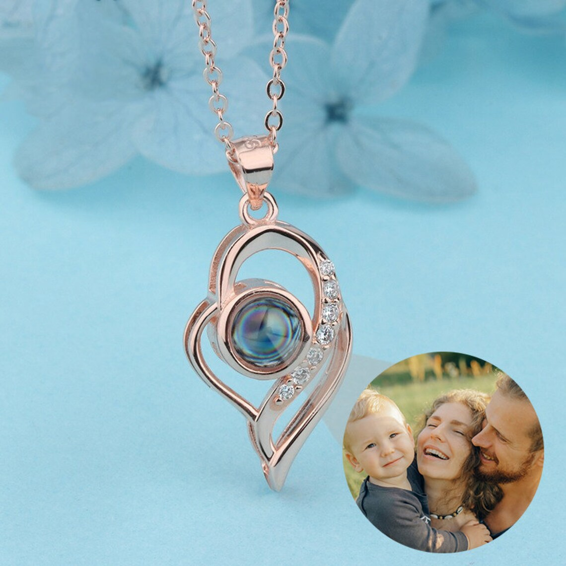 Love Heart Necklace Personalized Photo Projection Necklace
