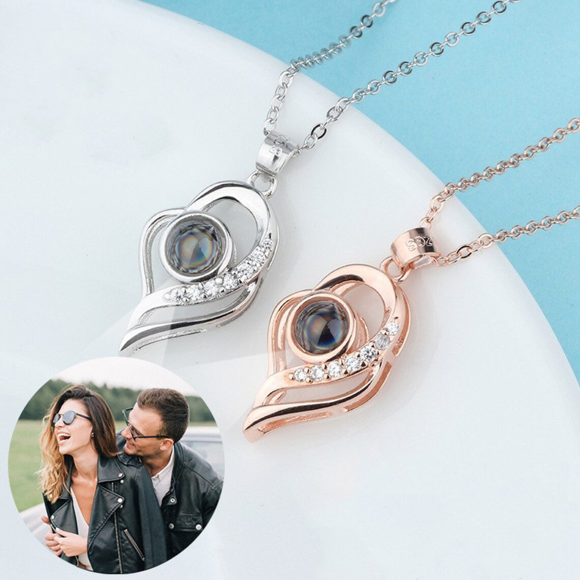 Love Heart Necklace Personalized Photo Projection Necklace