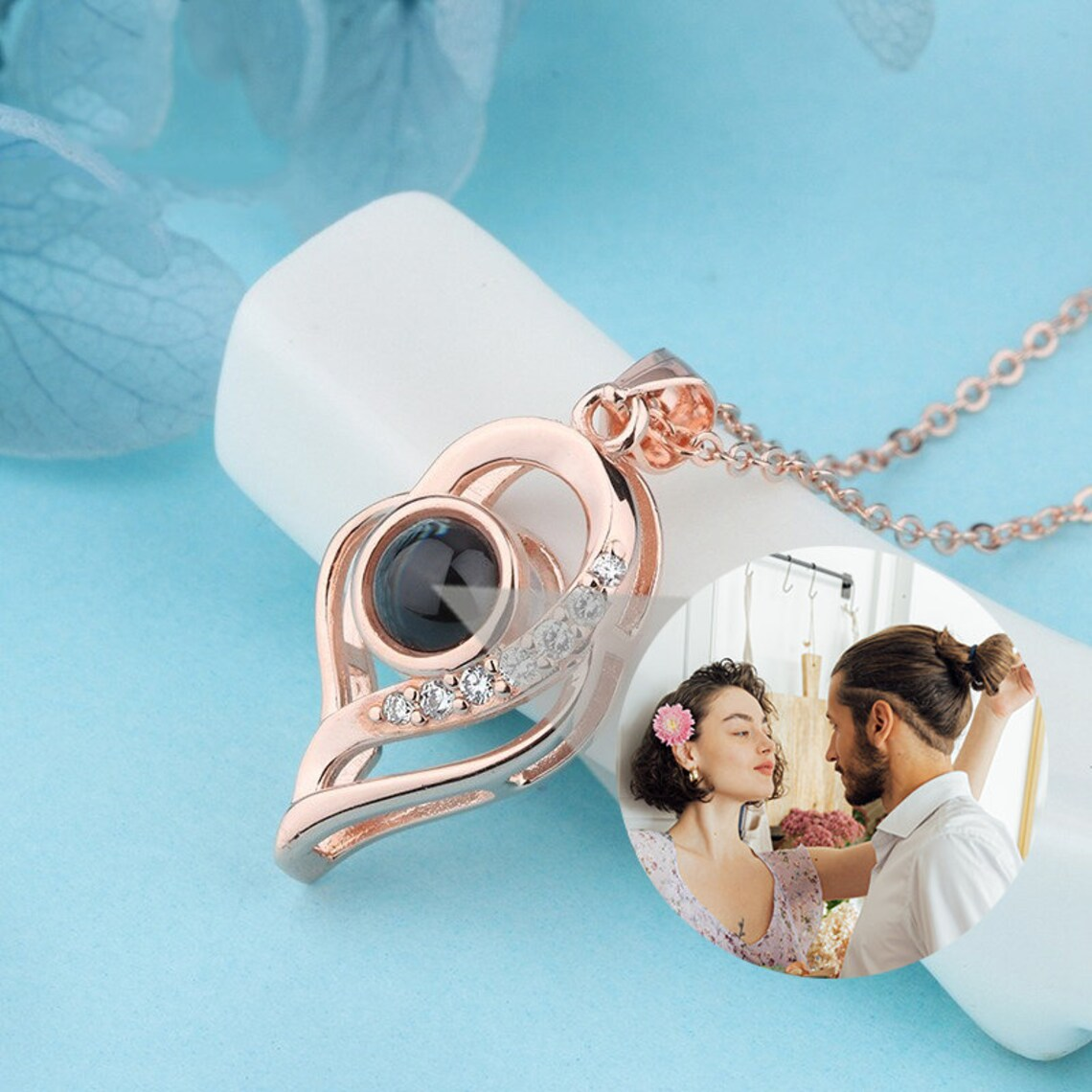 Love Heart Necklace Personalized Photo Projection Necklace