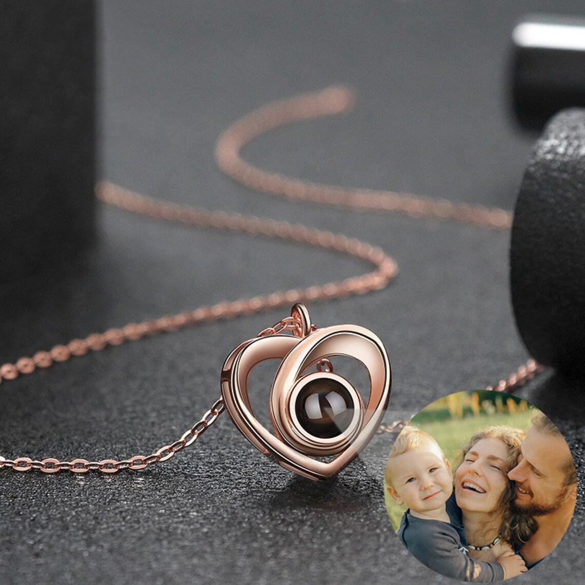Heart Personalized Photo Projection Necklace Gift For Love