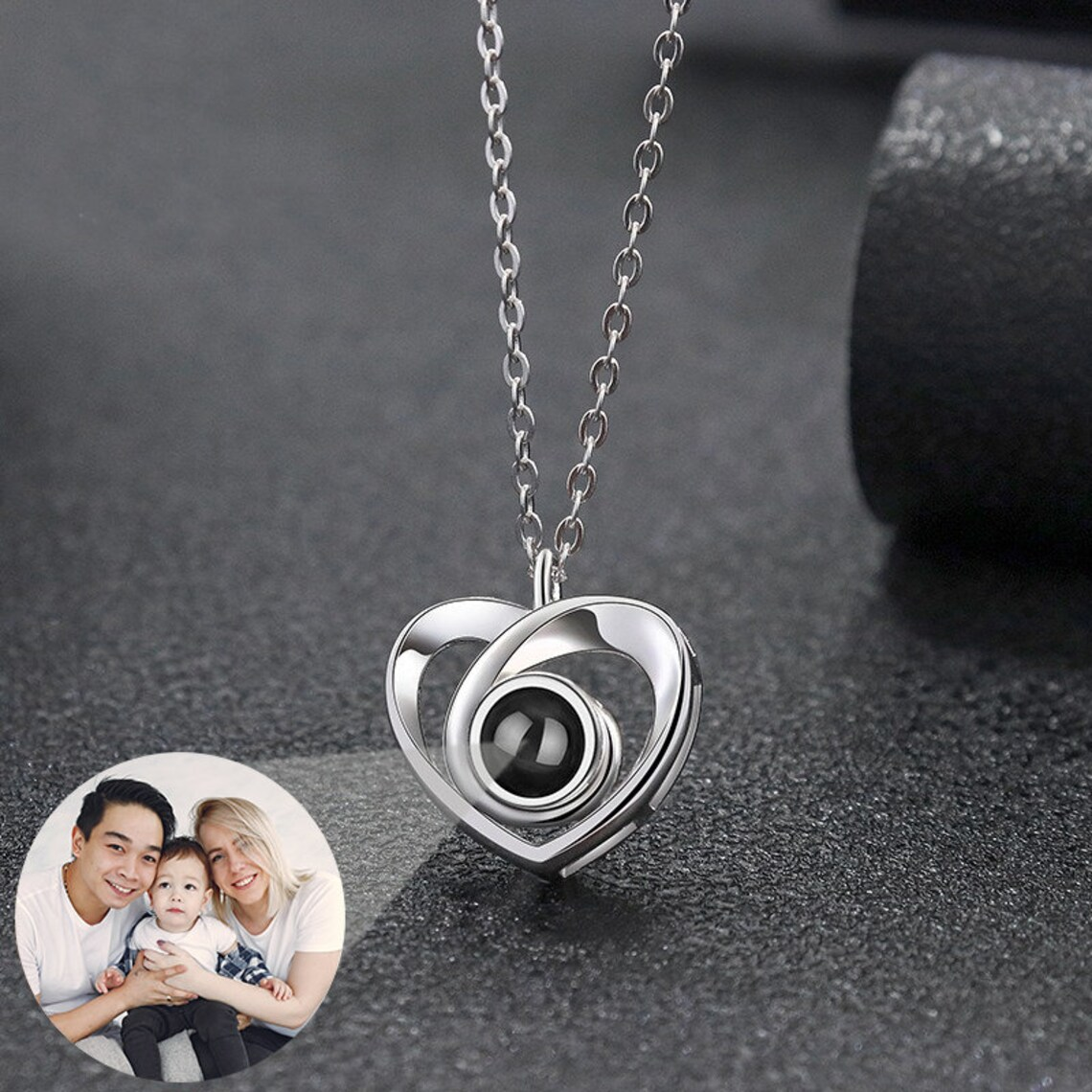 Heart Personalized Photo Projection Necklace Gift For Love