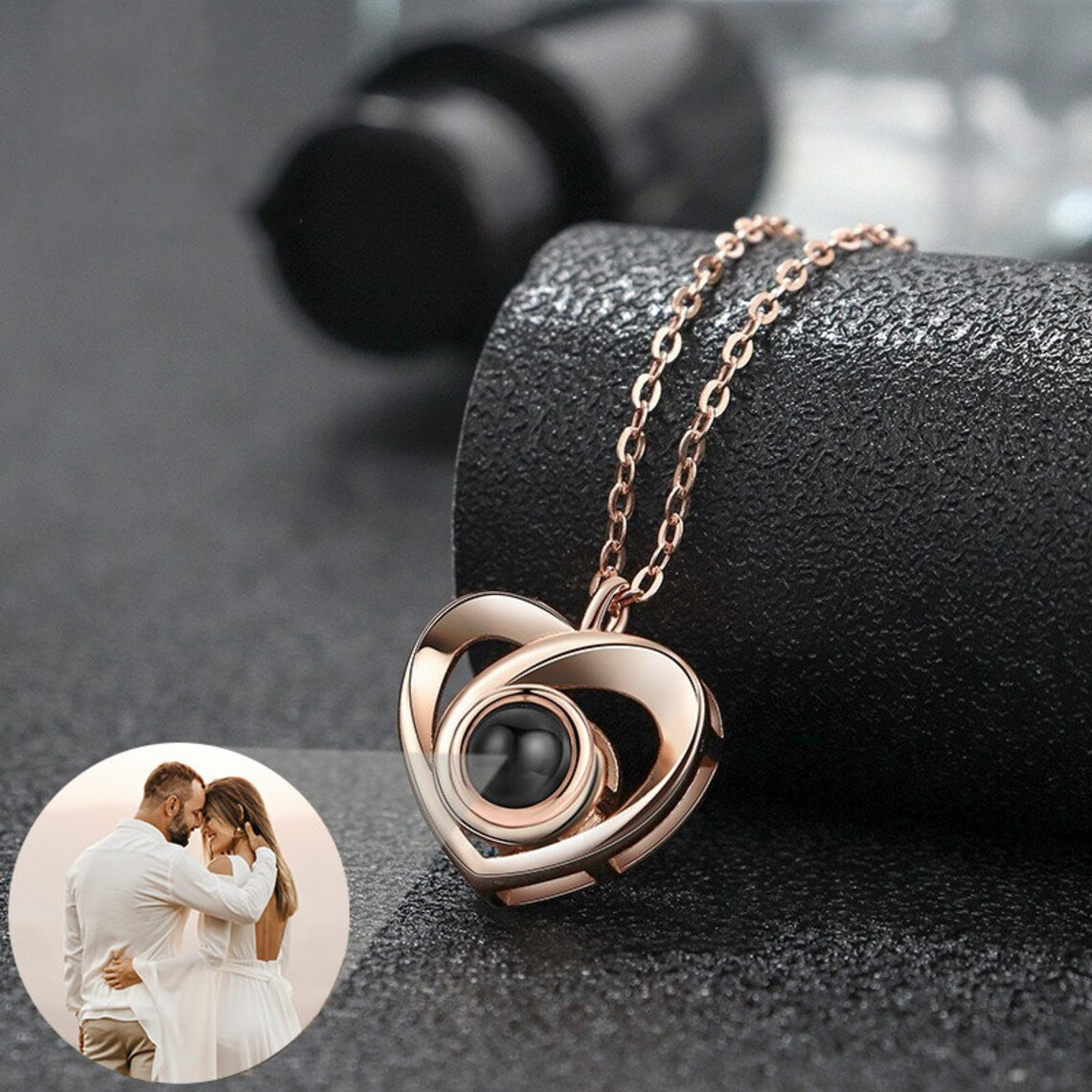 Heart Personalized Photo Projection Necklace Gift For Love