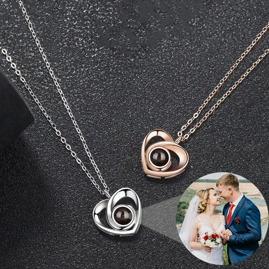 Heart Personalized Photo Projection Necklace Gift For Love