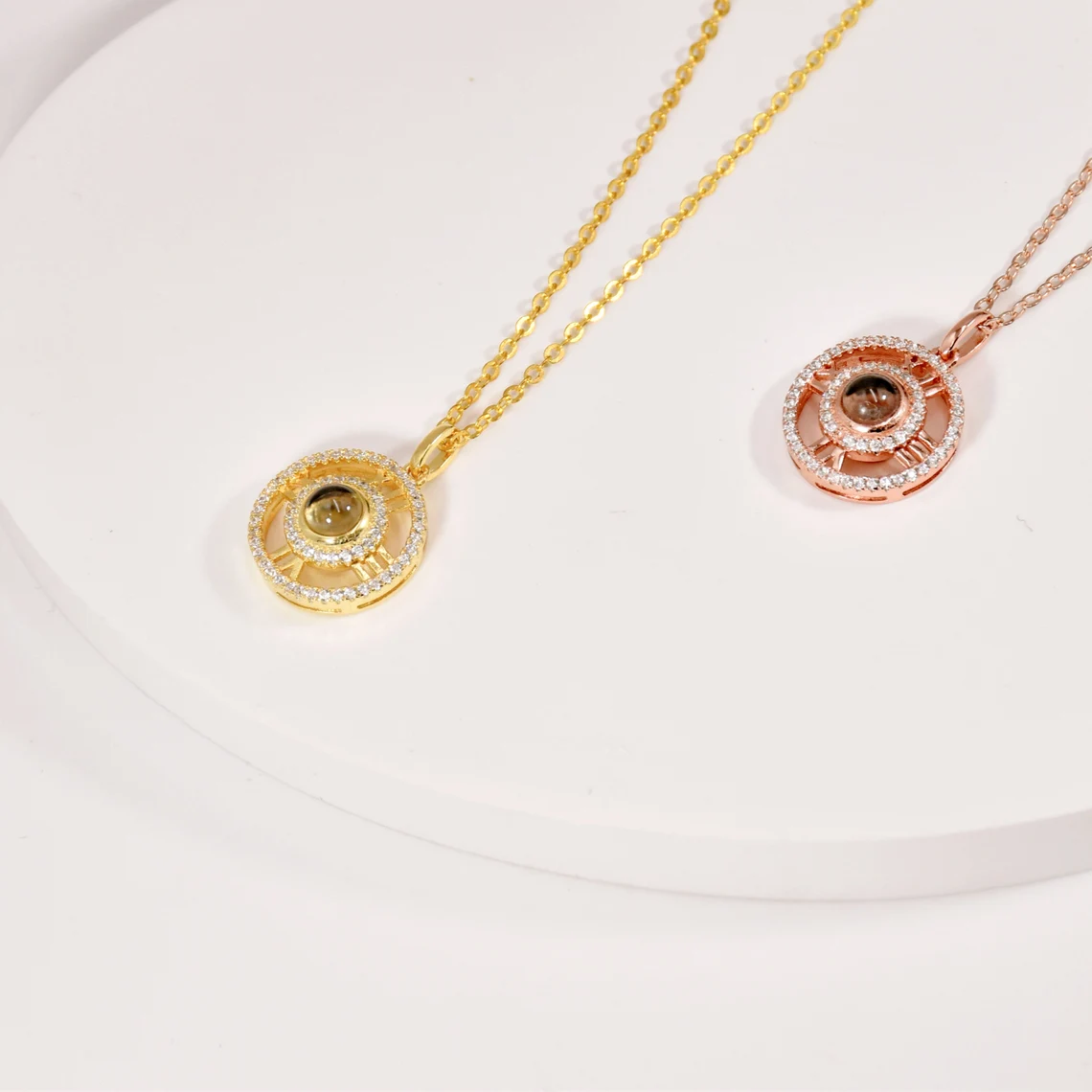 Circle Of Moment Personalized Photo Projection Necklace Photo Keepsake Jewelry