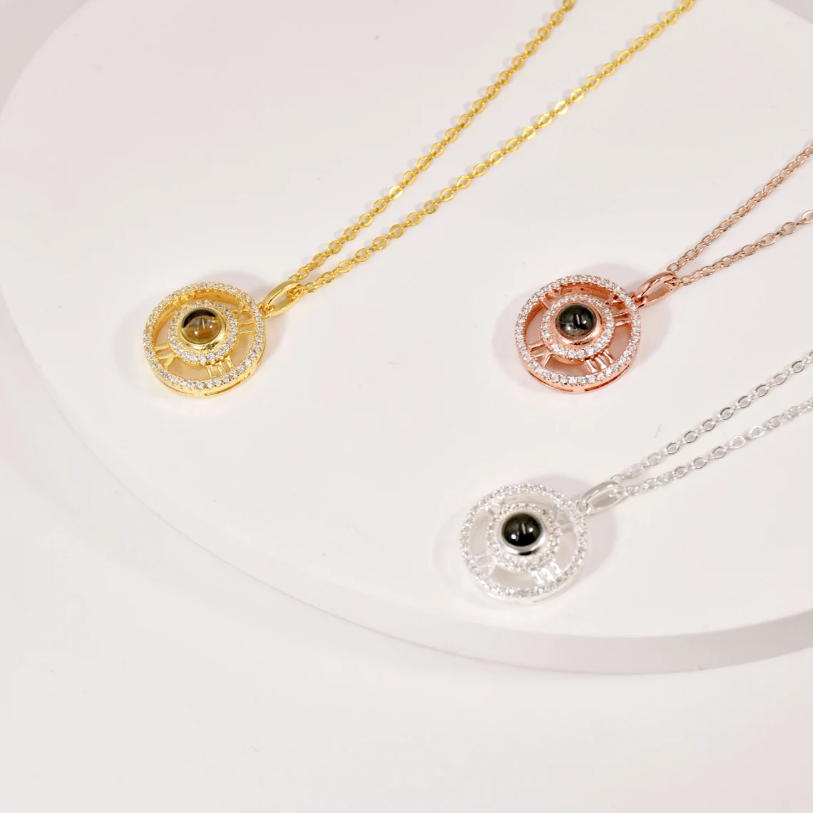 Circle Of Moment Personalized Photo Projection Necklace Photo Keepsake Jewelry
