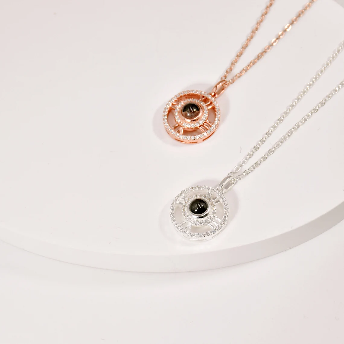 Circle Of Moment Personalized Photo Projection Necklace Photo Keepsake Jewelry