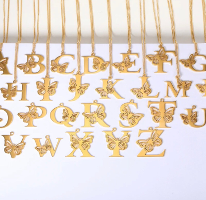 Initial Letter Butterfly Personalized Custom Necklace 