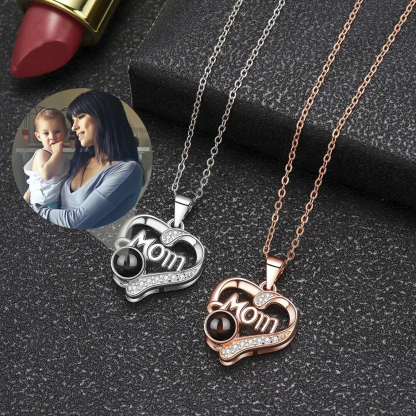 Zirconia Personalized Custom Photo Projection Necklace Gift for Mom