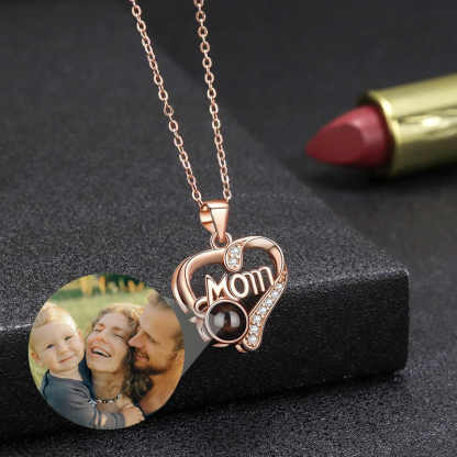 Zirconia Personalized Custom Photo Projection Necklace Gift for Mom