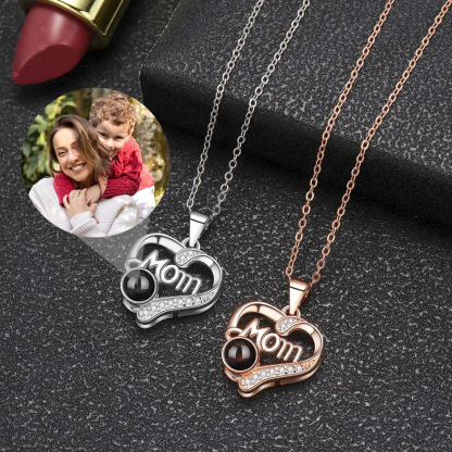 Zirconia Personalized Custom Photo Projection Necklace Gift for Mom