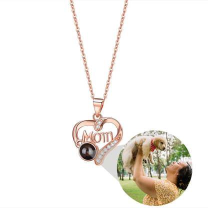 Zirconia Personalized Custom Photo Projection Necklace Gift for Mom