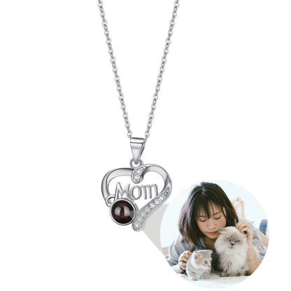 Zirconia Personalized Custom Photo Projection Necklace Gift for Mom