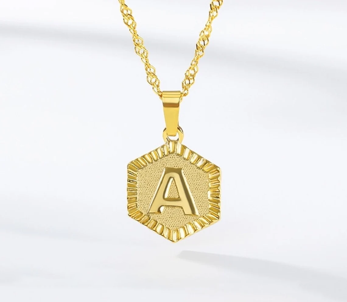 Initial Letter Personalized Custom Engraved  Name Necklace