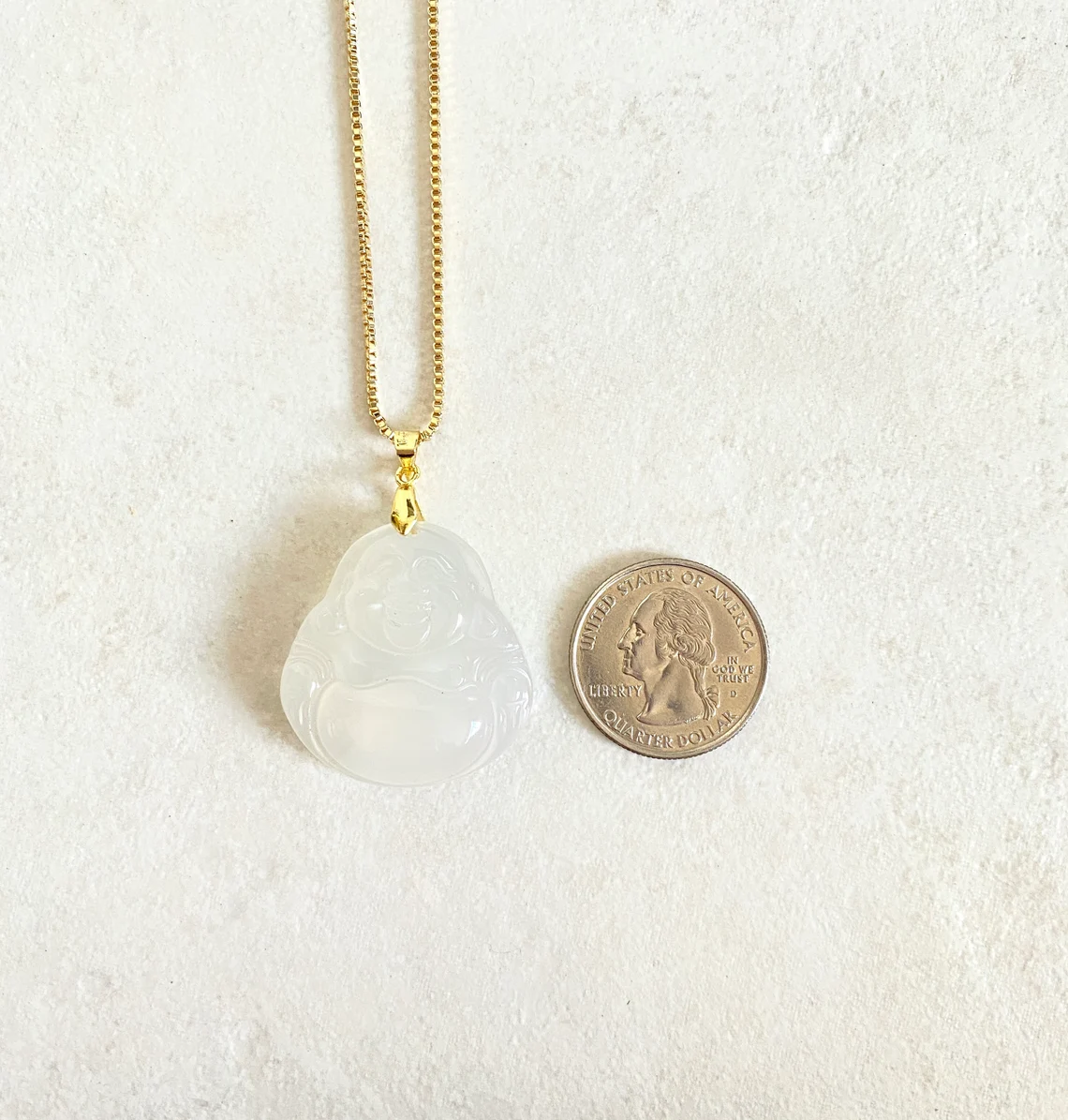 Gold Filled Box Chain Coloful Buddha Pendant Necklace