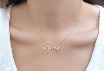 Diamond Handmade Nameplate Personalized Custom Name Necklace