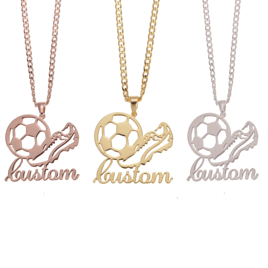 Personalized Name Engraved Soccer Pendant Necklace Custom Name Necklace