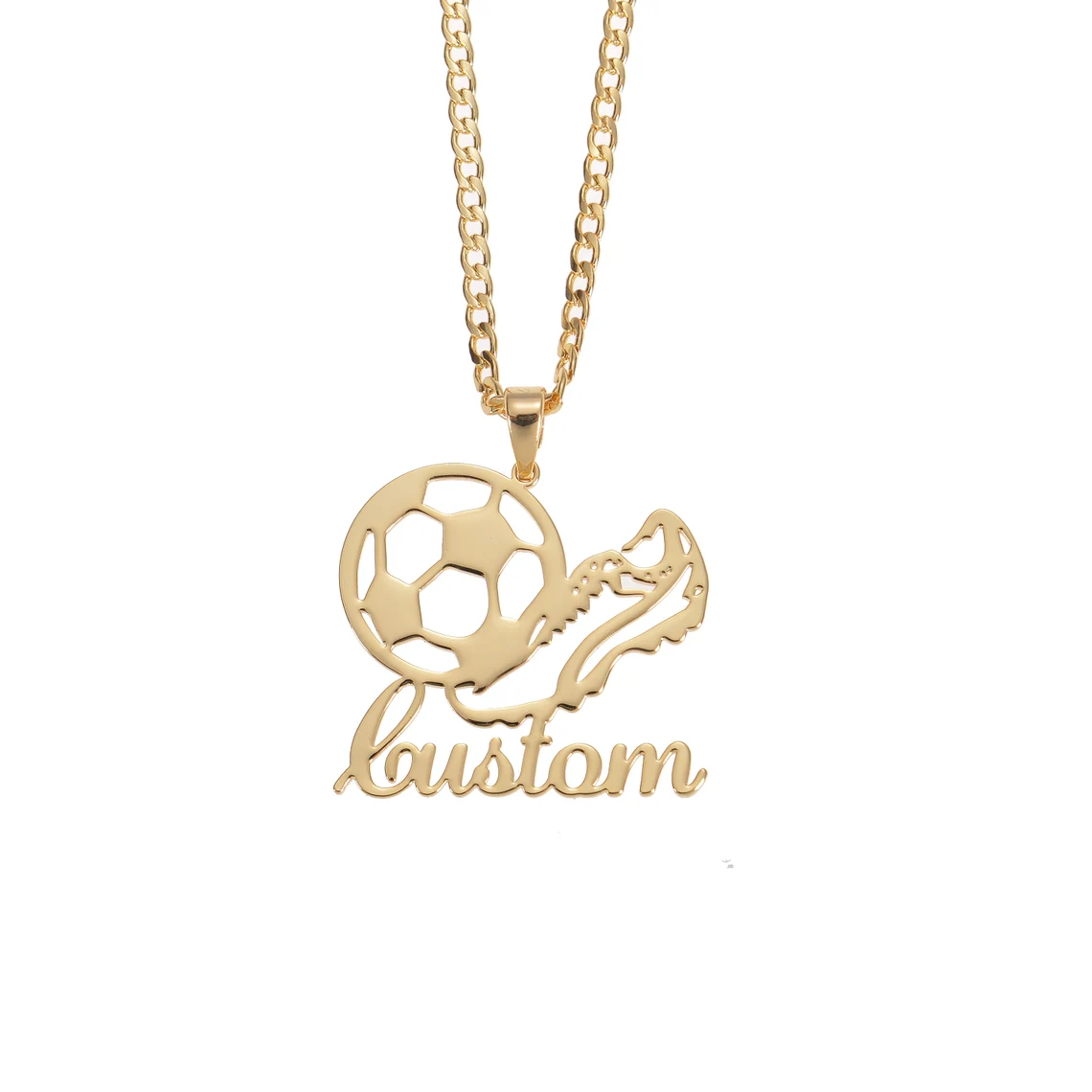 Personalized Name Engraved Soccer Pendant Necklace Custom Name Necklace