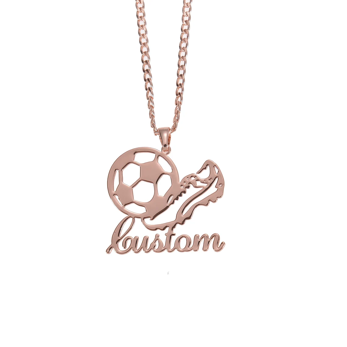 Personalized Name Engraved Soccer Pendant Necklace Custom Name Necklace