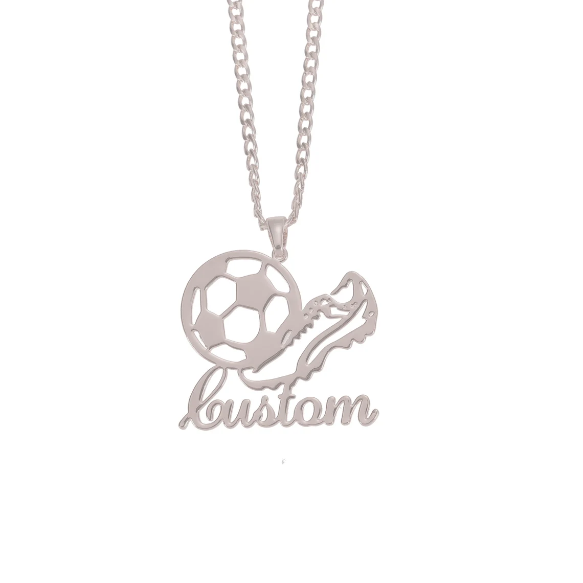 Personalized Name Engraved Soccer Pendant Necklace Custom Name Necklace