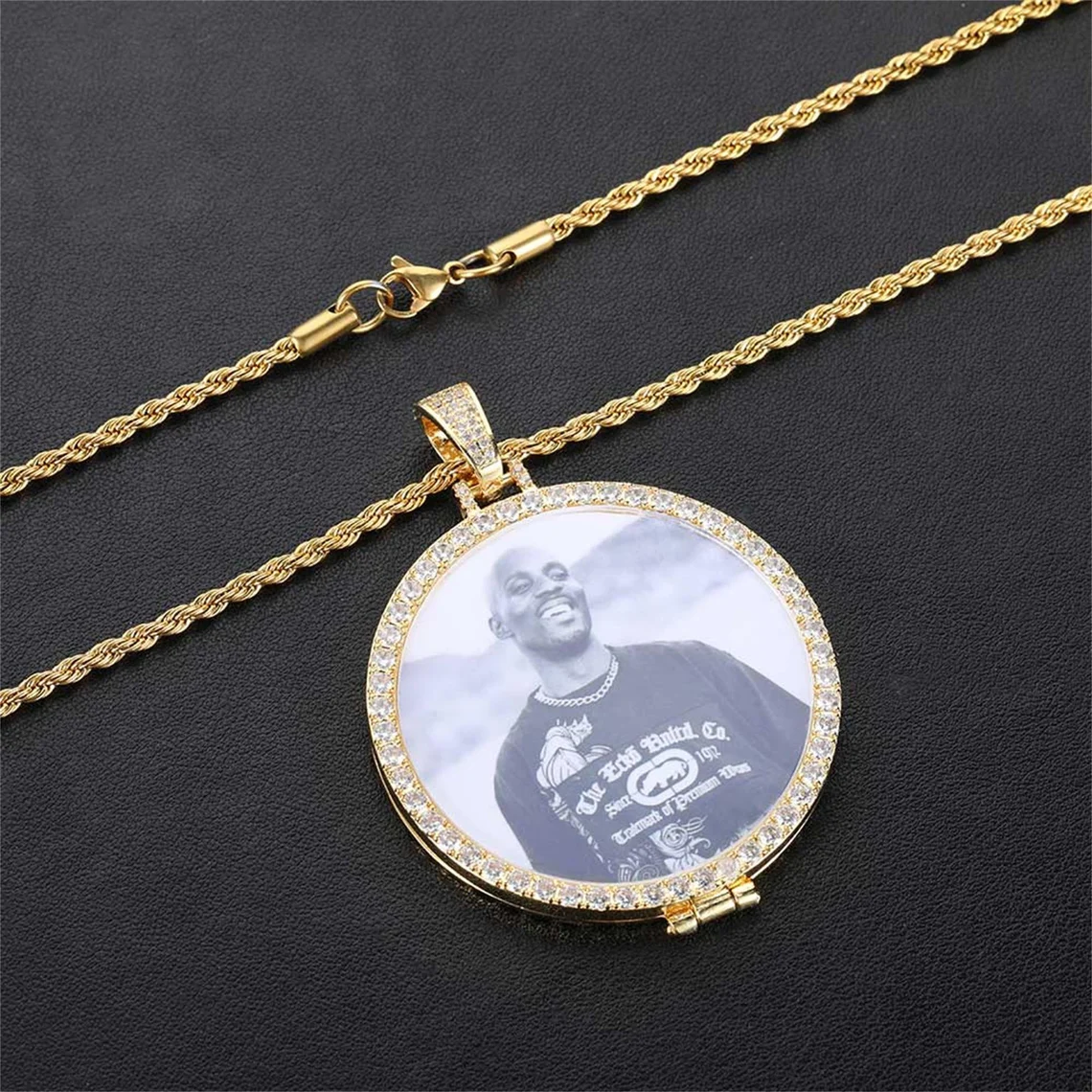 Zircon Photo Necklace Pendant Twist Chain Personalized Picture Necklac
