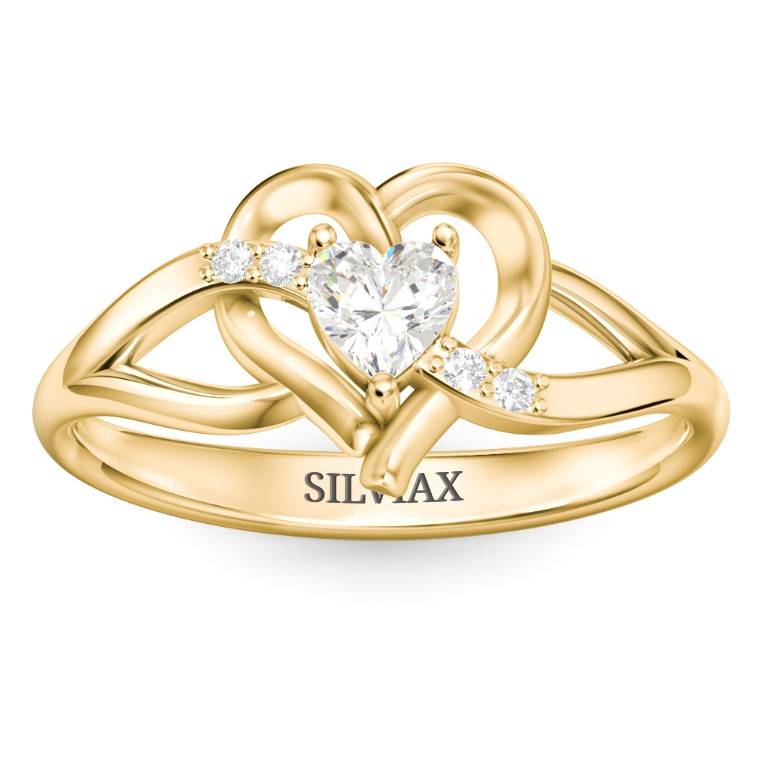 Heart Shaped Personalized Zircon Engraved Promise Wedding Engagement Ring-silviax