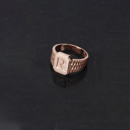 Personalized Gold Plated Initial Ring A-Z Letter Men Ring-silviax
