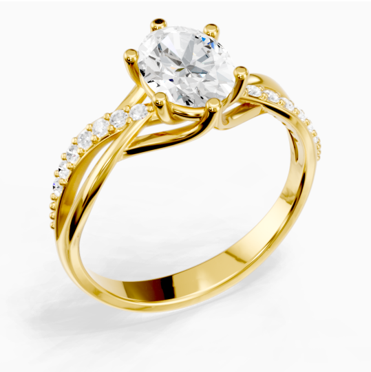 Custom Zircon Twisted Engraved Wedding Gemstone Ring -silviax