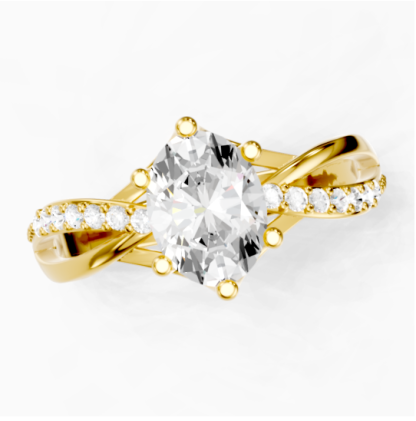 Custom Zircon Twisted Engraved Wedding Gemstone Ring  -silviax