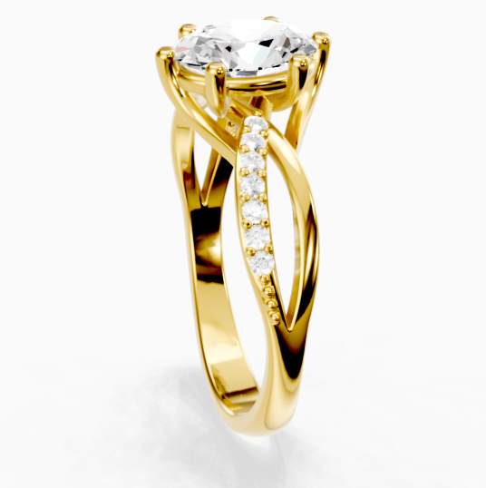 Custom Zircon Twisted Engraved Wedding Gemstone Ring -silviax
