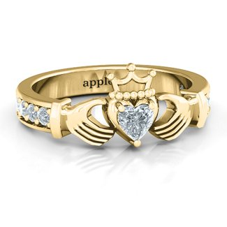 Custom Zircon Classic Claddagh Heart Ring Wedding Engraved Ring -silviax