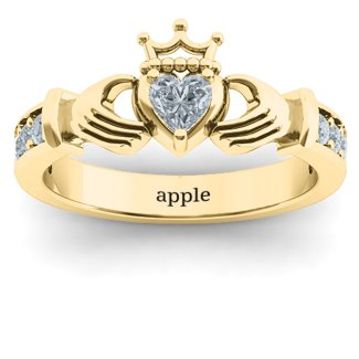 Custom Zircon Classic Claddagh Heart Ring Wedding Engraved Ring  -silviax