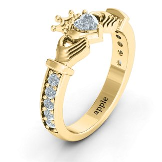 Custom Zircon Classic Claddagh Heart Ring Wedding Engraved Ring -silviax