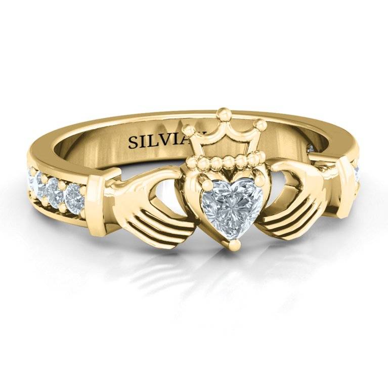 Custom Zircon Classic Claddagh Heart Ring Wedding Engraved Ring  -silviax