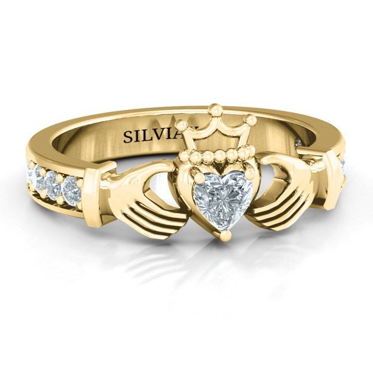 Custom Zircon Classic Claddagh Heart Ring Wedding Engraved Ring -silviax